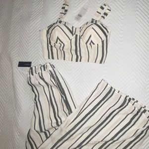 Brand New Striped Linen Crop Top and Pant